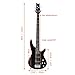 Ktaxon 5 String Electric Bass Guitar, Full Size Standard Right Handed Rosewood Fretboard Bass Kit with Gig Bag Strap Cable Wrench Tool (Black)