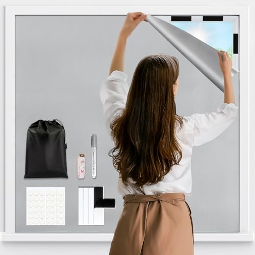 Edonkvi Store Occultant sans Percage, 200x148cm Rideau Occultant Pare Soleil Fenetre de Toit...
