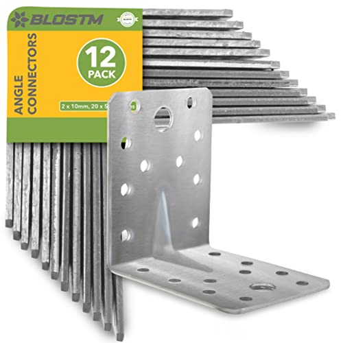 BLOSTM 12 x Angulos Metalicos Galvanizadas Escuadra Metalica De Angulo - 70mm x 70mm x 55mm