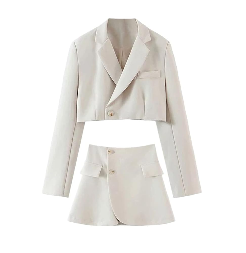 Amazon.com: Women One Button Short Blazer Cropped High Waist