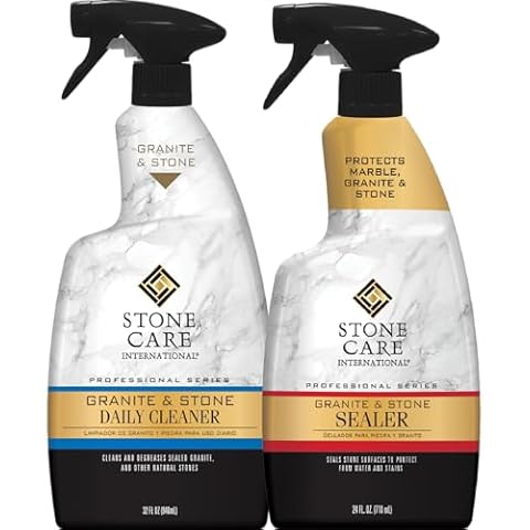 Stone Care International Daily Cleaner/Polish & Sealer Stone Care Kit for Granite, Quartz, Quartzite, Limestone Countertops - No residue, Superior Protection Cover