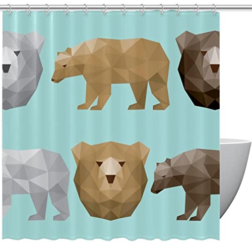Rideau de douche ours polygonaux 168x183 grand format déco