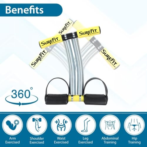 SUREFIT Tummy Trimmer Double Spring With Comfortable Foam Grip Handle | Dual Resistance Ab & Core Trainer for Men & Women | Durable Home Workout Equipment for Abs, Core Strength, and Full Body Fitness | Compact & Portable Fitness Tool 6 415cK1DJVkL