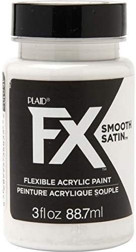 PlaidFX Smooth Satin Flexible Acrylic Paint Ideal for Pliable Surfaces and Cosplay Costumes, Non-Cracking or Peeling, No-Tack, Durable, 3 oz, Blizzard