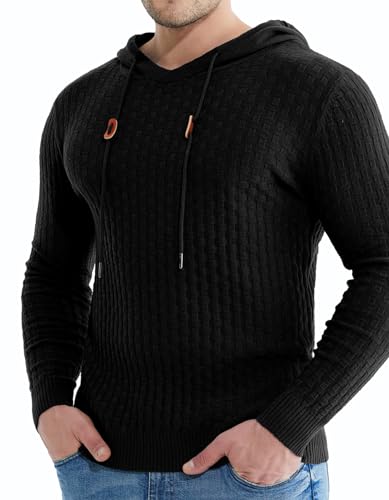 Askdeer Men's Pullover Sweater Long Sleeve Waffle Knitted Sweater Casual Soft Hoodie Pullover Sweater4