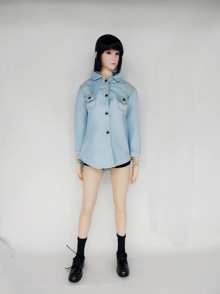T-shirt en denim pour femme 1/6 AMITD miniature haut en jean pour figurine de collection
