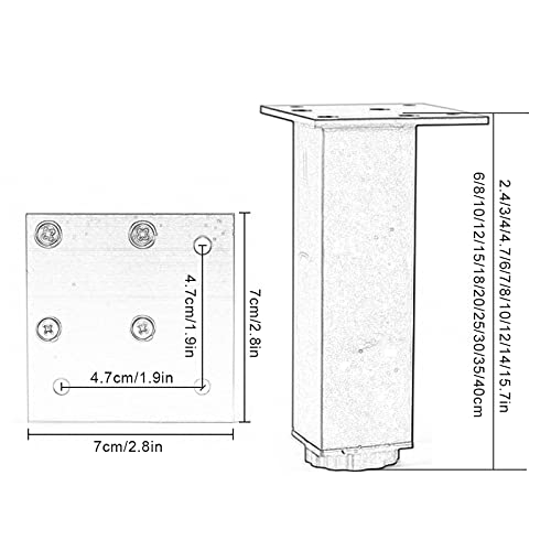 Patas de sofá de 35 cm de aluminio ideales para elevar tu cama y armarios 3