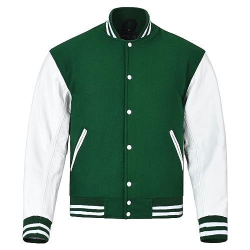 Image of Varsity Jacket Baseball Letterman Jacket- Wool and Leather Premium Quality Unisex Basketball Jacket
