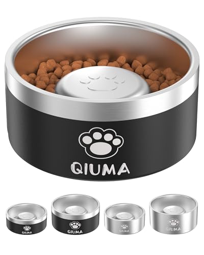 Qiuma Slow Feeder Dog Bowls Stainless Steel, Food-Grade 304 Dog