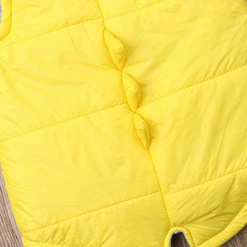 Niceclould Toddler Baby Girl Hoodies Vest Outwear 3D Dinosaur Sleeveless Cotton-Padded Waistcoat Warm Jacket 1-6T (Yellow, 1-2 Years) #TOP6