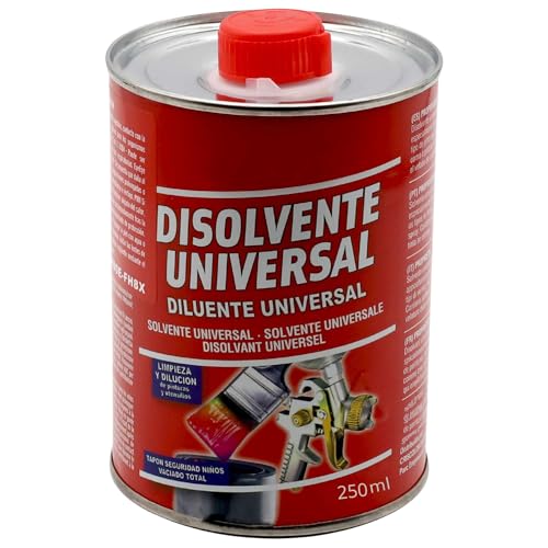 PLAYZOCO Disolvente universal, Diluente Universal, diluyente en pinturas y barnices base disolvente, Disolvente de limpieza para pintura, Tapón de seguridad, Capacidad 250 ml