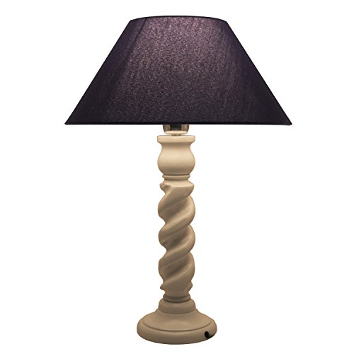 Image of Homesake Classic Twister Wooden Table Lamp with Fabric Shade | Handcrafted Bedside Lamp with E27 Holder| Bulb Included |Warm Light Night Lamp for Bedroom, Living Room, Study & Home Decor, Blue