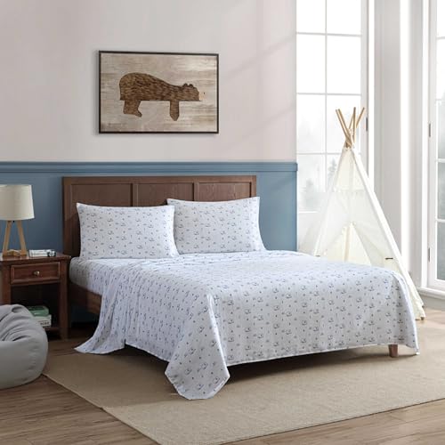 Image of Eddie Bauer Kids - Full Sheets, Stain-Resistant Toddler Bedding with Matching Sham(s), Super Soft, Ideal Boy Room Essentials (Travel Trailer Blue, Full)