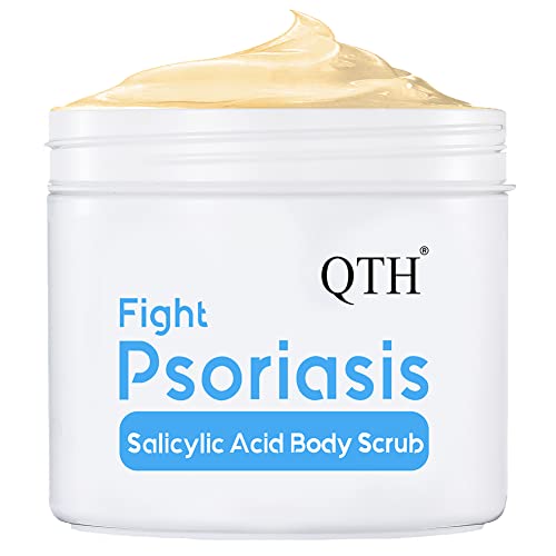 QTH Psoriasis Treatment Body Scrub Exfoliating Dead Sea Salt & Salicylic Acid Scrub for Acne, Cellulite, Dead Skin Scars , 17.6 fl.oz Moisturize Dry Itchy Skin Fragrance-Free