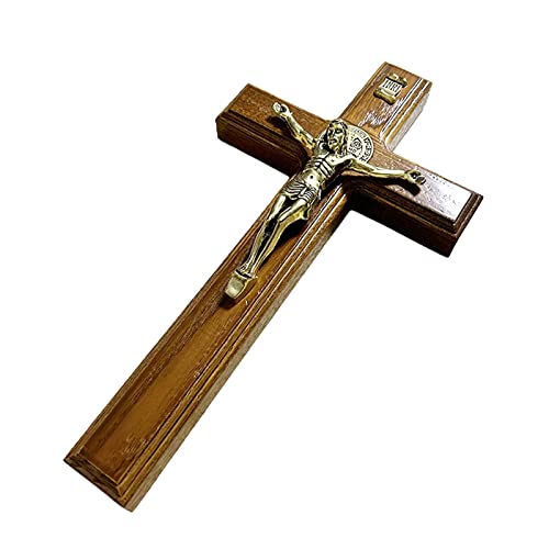 Crucifix en bois massif décoration maison prière catholique murale