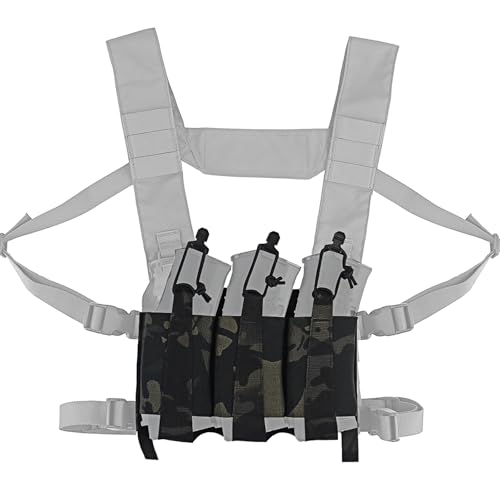 G Gancho Triple Elástico mag Bolsa Táctica AR 5,56 7,62 M4 Bolsa De Revista Airsoft Chaleco Placa Portador Panel Frontal Equipo De Caza(Bcp)