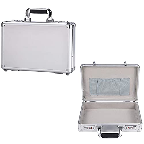 Aluminum Hard Tool Box Case Portable Carrying Case Briefcase Flight Cases Empty Box with Code Lock, Silver/Black3