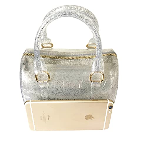 Image of Ladies Summer Jelly Pillow-shaped Top Handle Handbag Candy Color Transparent Crystal Purse