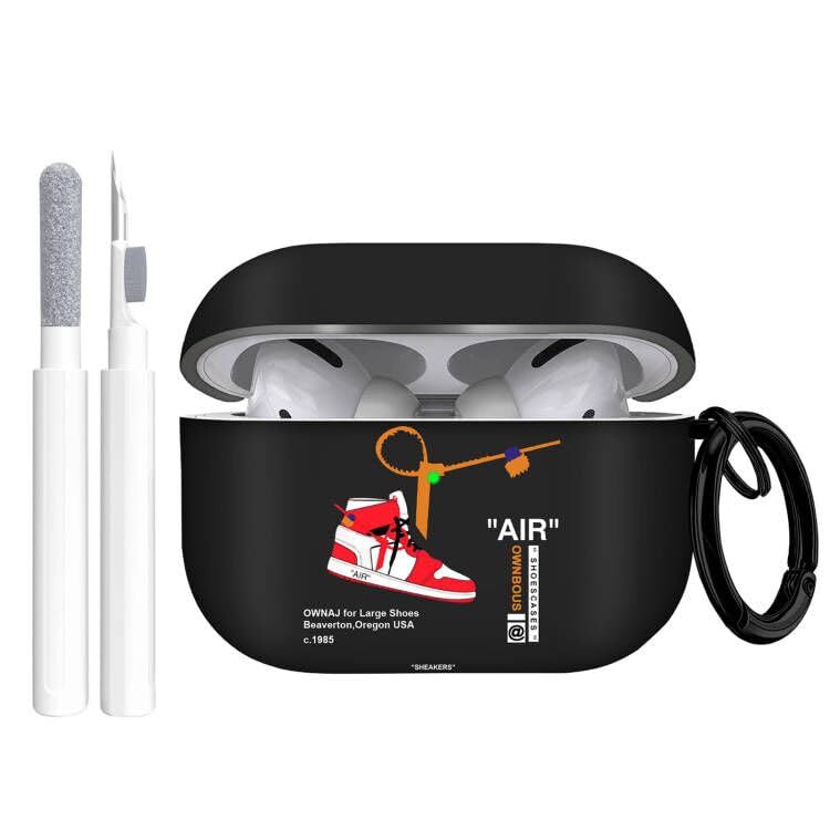 Gedicht for Airpods Pro 2nd Generation Case 2022 Air Sports Shoes, Protective TPU Soft Cases Cover Rugged for Apple Airpod Pro 2 with Keychain and Cleaner kit for Women Men，Black Red