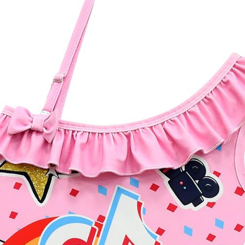 Image of Little Girls One-Piece Swimsuit Girls Ruffles One Piece Swimsuits Swimwear Beach Sport Bathing Suit(7-8Y /130cm,pink2)
