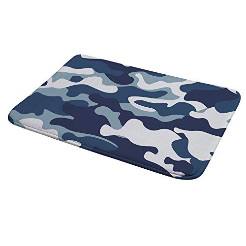 Tapis de bain antidérapant très absorbant lavable en machine bleu - 5