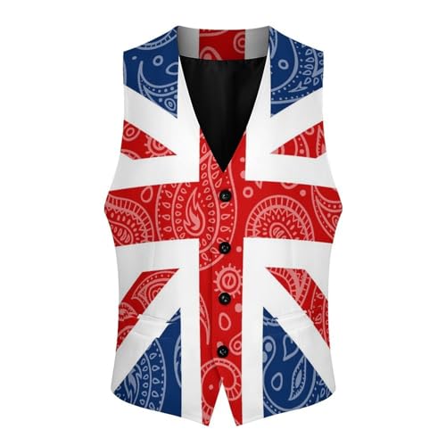 Paisley British Flag Novelty Men's Suit Vest Casual Formal Dress Vests Business Waistcoat3