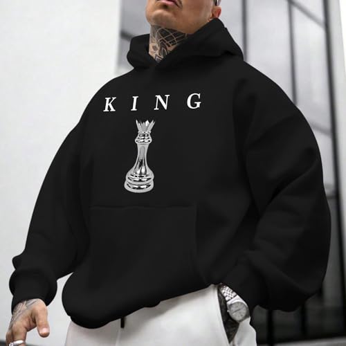 King Graphic Hoodies For Men Oversized Designer Hoodie Cool Chess Sweatshirts Urban Streetwear Drop Shoulder Pullover3