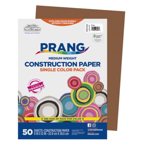 Image of Prang Construction Paper, 9 inch x 12 inch, Brown, 50 /Pack, 50 Packs | Formerly SunWorks, Class Pack, 2500 Sheets Total, P6703