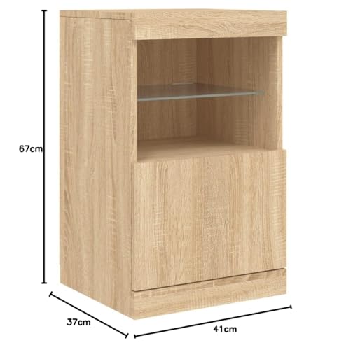 Credenza Buffet Cassettiera Mobile Contenitore Organizer Cucina Soggiorno Soggiorno Con Luci A Led Sonoma 41 X 37 X 67 Cm Marrone 02_0029961 - 2