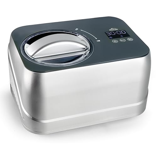 Lacor - 69416 - Máquina de Helado, 1 L, 100 W, con Compresor Autorrefrigerante y Pantalla Táctil, Acero Inoxidable 18/10, 3 Funciones Automáticas, Recetario Incluido