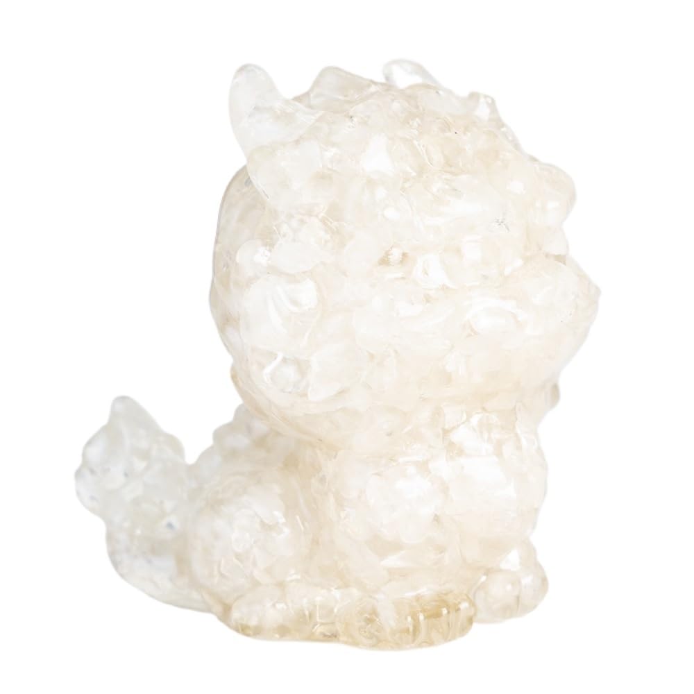 HUFFA Natural Crystal Resin Tabletop Decoration with Auspicious Animal Figurines(Whitecrystal)