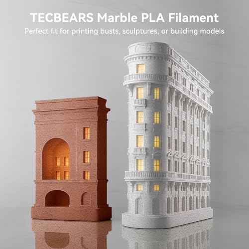 Image of TECBEARS Rapid Marble PLA Filament, PLA 3D Printer Filament for 600mm /s High-Speed Printing, Natural Rock-Like Texture, Fits Most FDM Printers,Marble White