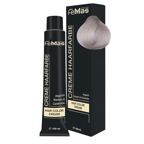 FemMas Tinte Para El Cabello Rubio Platino Ceniza 11.1 - Crema Profesional Con Aceite de Argán, Queratina y Ceramidas - Coloración Permanente