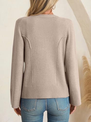 Saodimallsu Womens Bell Sleeve Cardigan Sweaters Button Down Long Sleeve Fall Trendy Sweaters 2025 U Neck Knit Outwear3