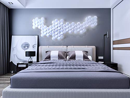 Kingsman Modern 19.6 In. X 21.2 In. X 1 In. Off-White Plant Fiber Hexagon Design Glue-On Wainscot 3D Wall Panels (18 Pcs - Box) #TOP1