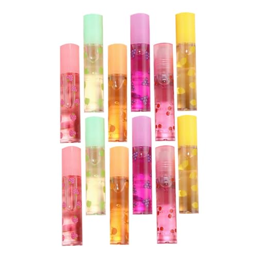 Hemobllo 12 piezas Brillo Labial Transparente Hidratante con Extractos Frutales Bálsamo Nutritivo para Labios Secos y Voluminizador Cuidado Labial Diario para Mujeres