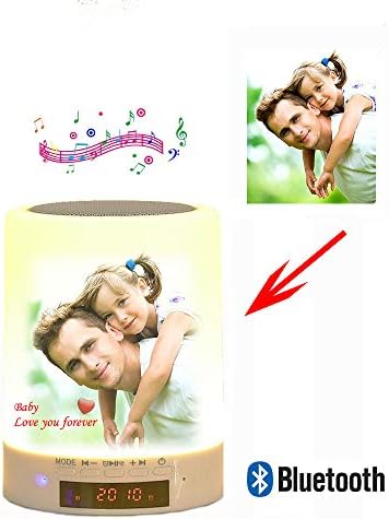 OSPRER Custom Photo Night Light Personalized Rechargeable LED Light Custom Photo Bluetooth Speakers Touch Control Bedside Lamp Table Lamp Color LED Camping Party Night Light