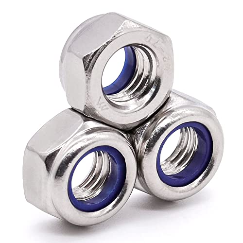 Glvaner M12-1.5Mm (10 Pcs) Stainless Steel Hex Locknuts Fine Thread Unf, 304 Stainless Steel Hexagon Lock Nuts With Blue Nylon Insert, Full Thread Coverage #TOP1