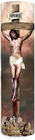 The Lamb of God, LED Flameless Devotion Prayer Candle, Religious Gift, 6 Hour Timer for More Hours of Enjoyment and Devotion! Dimensions 8.1875" x 2.375"