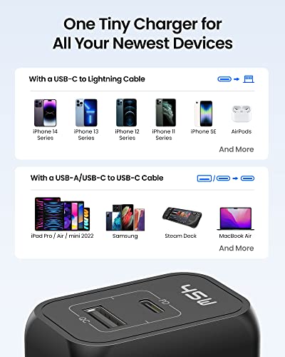 Usb A & Usb C Charger Block, Iniu 45W Pd Qc3.0 Pps Usb-C Foldable Wall Charger Supports Super Fast Charging 2.0 For Samsung S23 Ultra S23 S22 S21 S20, Iphone 14 13 12, Ipad, Macbook Air, Steam Deck #TOP5