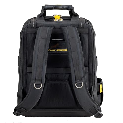 STANLEY FatMax Arbeitsrucksack (Werkzeugrucksack für die Baustelle & Werkstatt, praktische & übersichtliche Innenaufteilung, wasserdichter Kunststoffboden, gepolsterter Rücken) FMST1-80144