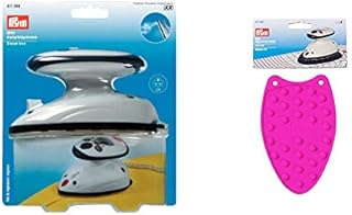 Prym Steam Iron Mini with UK Plug, White, 19 x 17 x .95 cm & Iron Rest, Pink, 7 x 5 x 3 cm