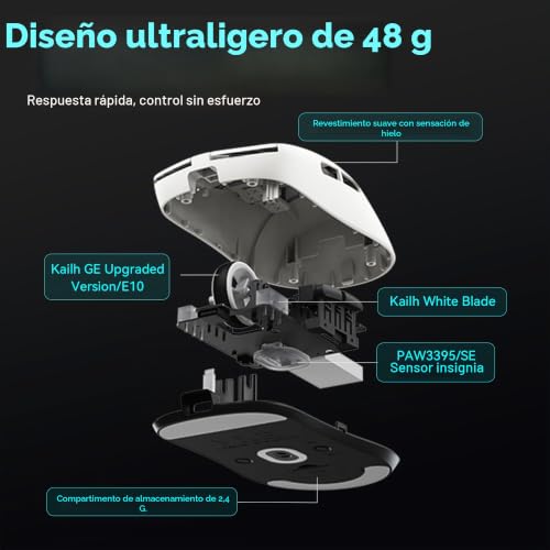 Ratón inalámbrico ATK VXE Dragonfly R1 Pro Max lila con sensor PAW3395 3