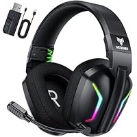 WESEARY Wireless Gaming Headset for PS5, PC, PS4, Switch & Mac, Dual-Mode 2.4GHz & Bluetooth Headset with Microphone for PlayStation 4 Accessory Kits,50mm Stereo Drivers,LED Light,Up to 50H Playtime