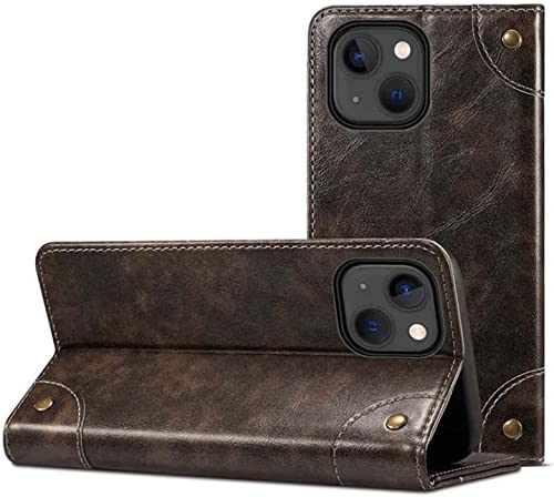 Étui à rabat pour iPhone 14 Plus coque en cuir noir avec porte-cartes