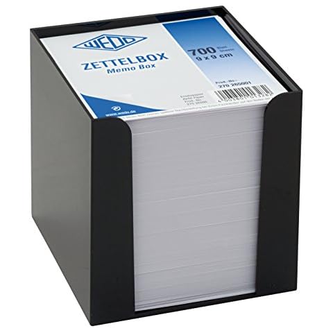 Wedo 270265001 Zettelbox Kunststoffbox (gefüllt, 9 x 9 cm, circa 700 Blatt) schwarz Cover