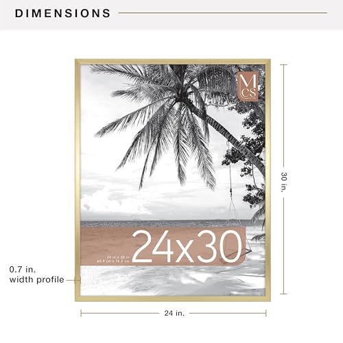 Image of MCS Foundation 24x30 Poster Frame Traditional Brass, Vertical & Horizontal Wall Hanging Large Picture Frame for Photos, Posters & Art Prints (1-Pack)