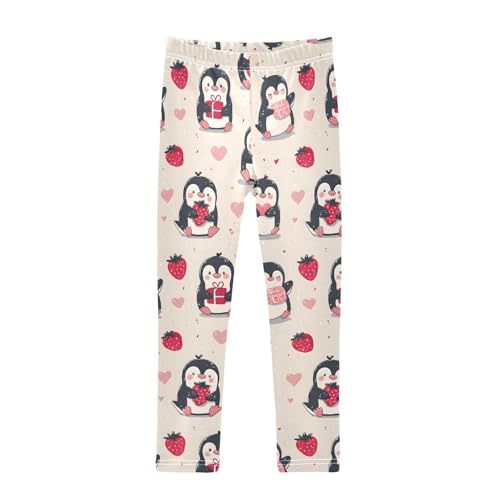 ALAZA Girls' Leggings Children's Yoga Pants Skinny Printed Dance Cute Penguin Strawberry Comfortable 4T