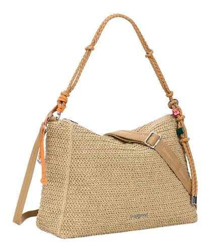 Desigual sac à épaule bandoulière Half Logo Raffia Leiria Bag Natural beige - 2