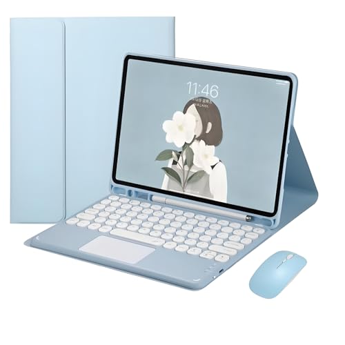 Teclado táctil magnético iPad Air 5 funda con teclado y ratón iPad Air 4 azul